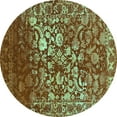 thumbnail image 1 of Ahgly Company Indoor Round Abstract Turquoise Blue Contemporary Area Rugs, 8' Round, 1 of 4