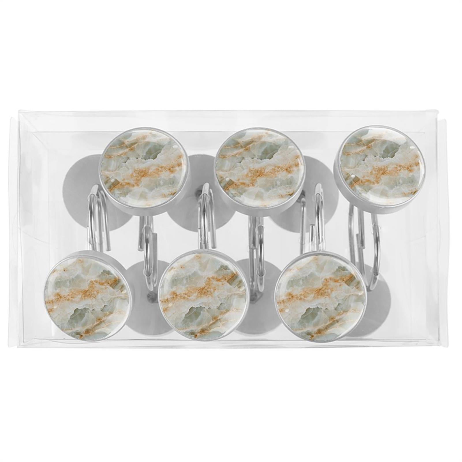 HemaKayy 12 Pcs Shower Curtain Hooks Bathroom Decorative Accessories Marble