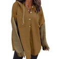 thumbnail image 1 of Sudadera SHEWIN Chaqueta extragrande con capucha y botones marrón 2XL, 1 of 5