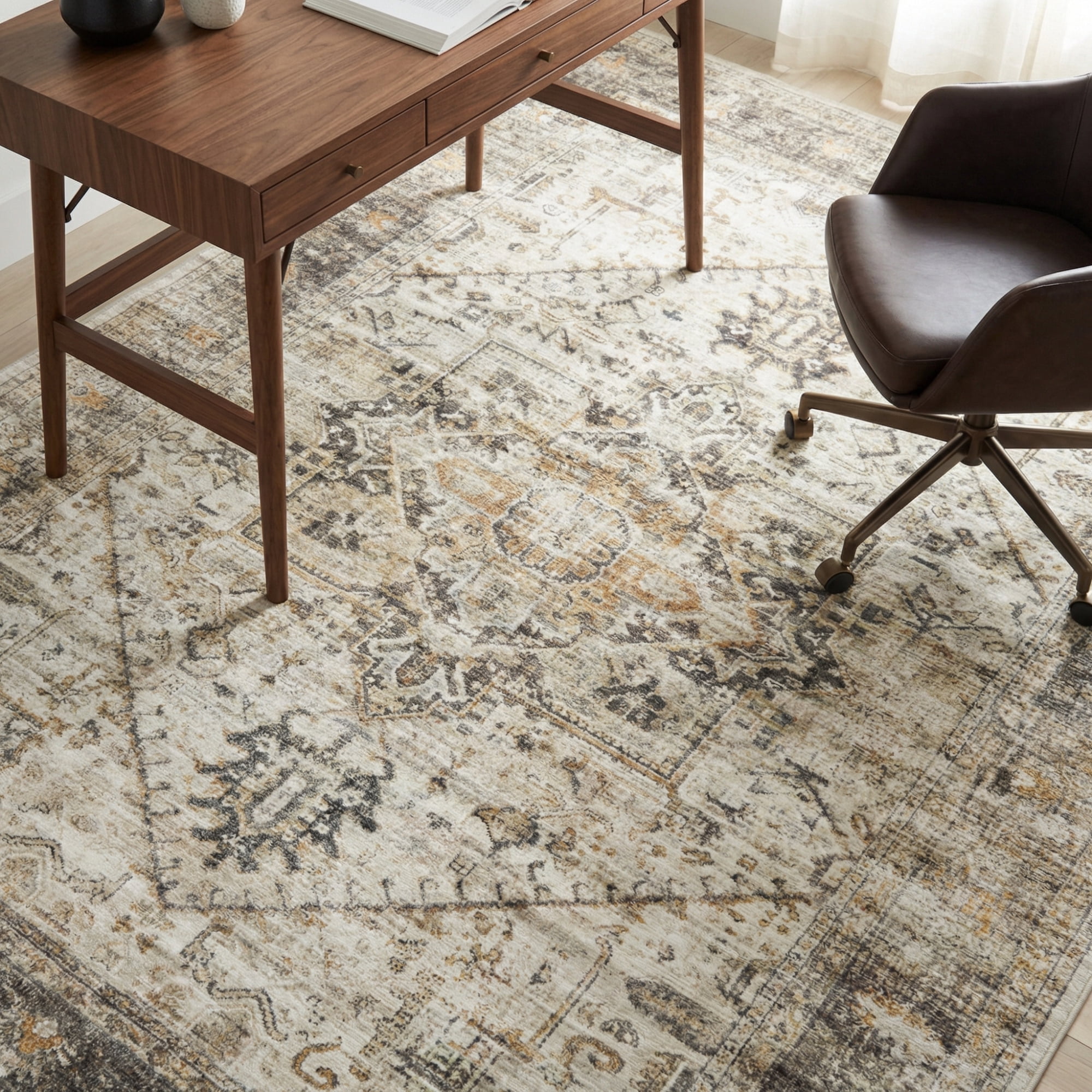 CHITOOMA 8'x10' Boho Area Rugs for Living Room, Machine Washable Area Rug with Non-Slip Backing, Stain Resistant Non-Shed Carpet for Bedroom, Dining Room, Dorm, Office