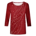 thumbnail image 3 of Abstract Art Line Print T-Shirt for Women Casual 3/4 Sleeve Graphic Tee Loose Fit Summer Fashion Top, 3 of 8