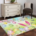 thumbnail image 3 of 2.7'x5' Area Rugs, Easter Indoor Outdoor Area Rug for Living Room Bedroom, Spring Bunny Colorful Rabbit Eggs Butterfly Blue Green Washable Bathroom Rugs Kitchen Floor Carpet Mats Home Decor Aesthetic, 3 of 8