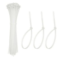 Zip Ties Plastic Cable Ties, Self-Locking Wire Zip Tie 8 Inch with Stainless Steel Tooth - (100 Pack, White)