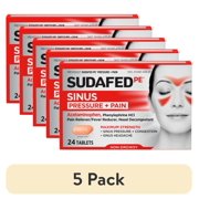 (5 pack) Sudafed PE Sinus Pressure + Pain Relief Decongestant Tablets, 24 Count