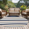 thumbnail image 5 of Minimalist Stripes Round Living Room Rugs 7 ft, Navy Blue Khaki Grey Horizontal Stripe Modern Washable Area Rug with Non-Slip Sturdy Edge Binding Round Carpet for Kitchen Office Bedroom, 5 of 9