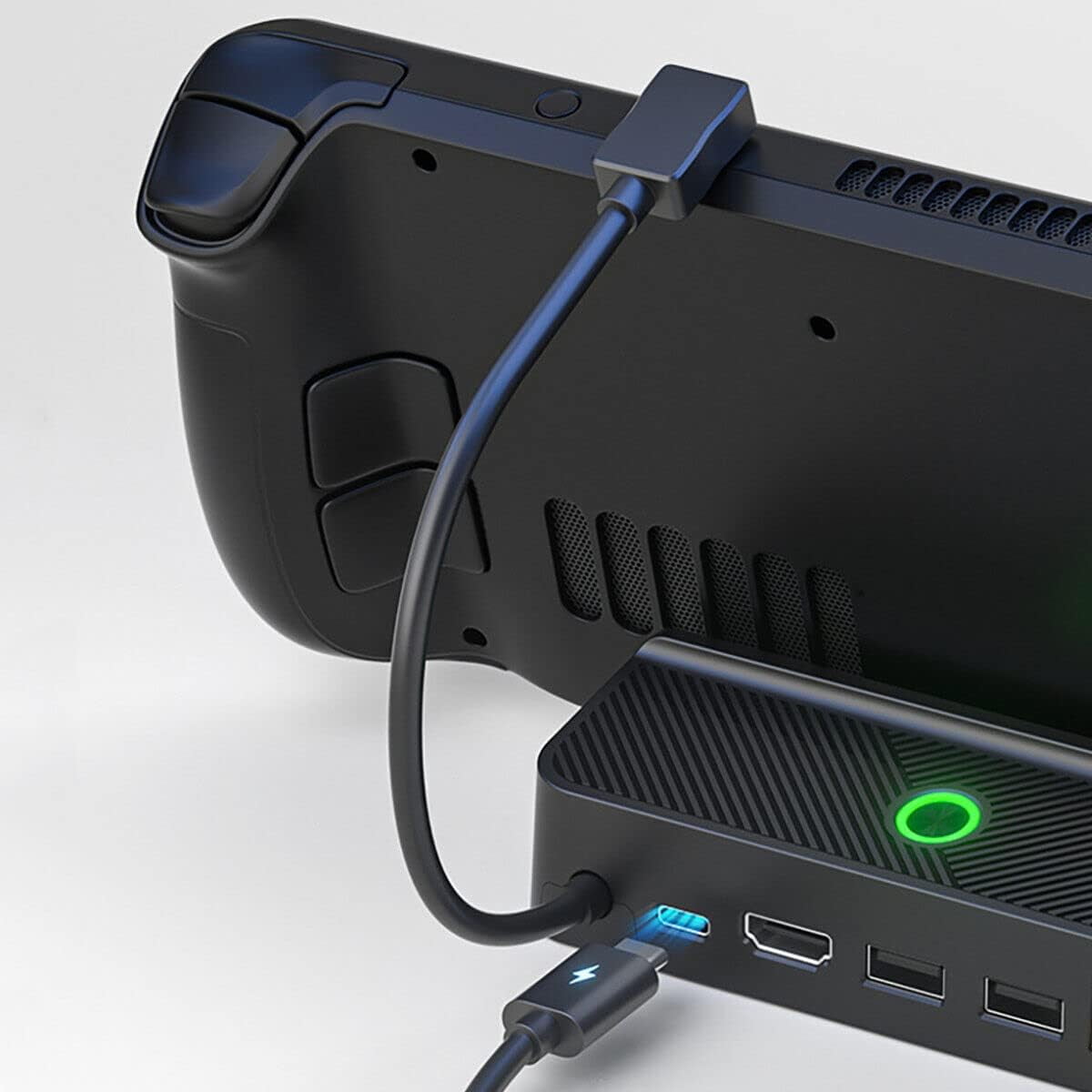 Steam Deck Dock with LED Light, 5-in-1 Steam Dock with Gigabit Ethernet, HD 2.0, 2 USB-A, 100W Full Speed Charging Port, Docking Station for Steam Deck Accessories