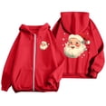 thumbnail image 5 of NinXxx Ladies' Christmas Zipper Long Sleeve Pocket Drawstring Hooded Sweatshirt Red XXXL, 5 of 8