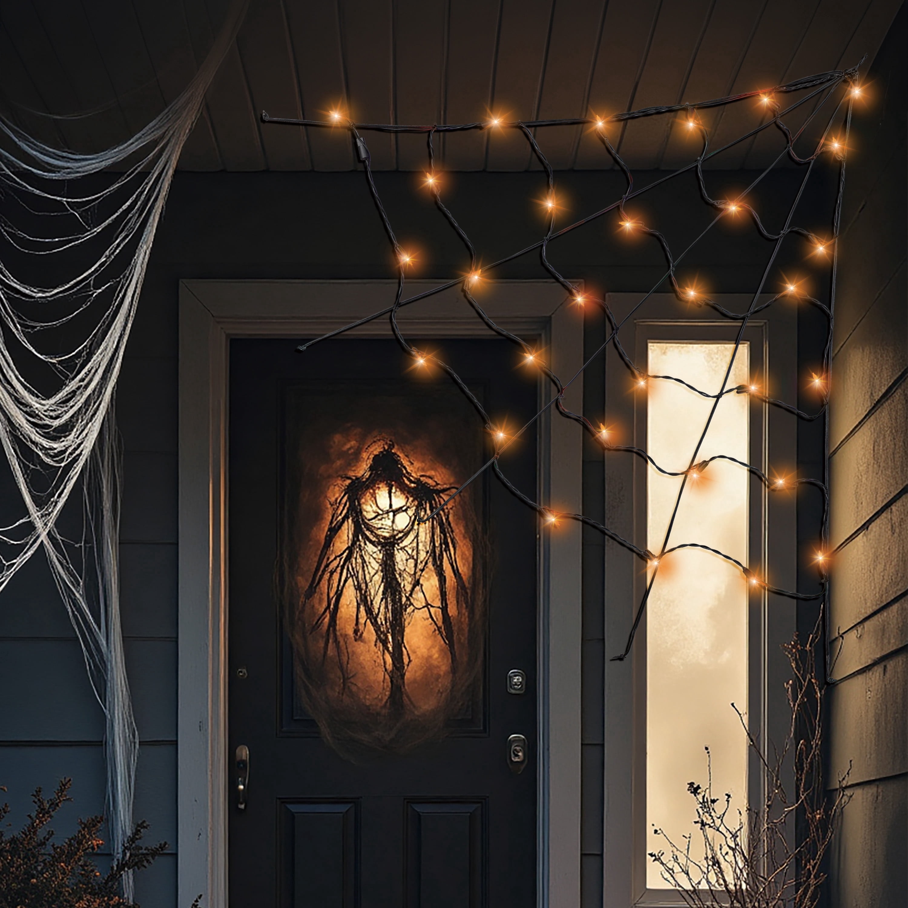 Indoor/Outdoor 30-Count LED Corner Web Lights, Orange, 30" x 30", Halloween by Way To Celebrate