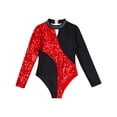 thumbnail image 3 of YONGHS Sequins Leotards for Girls Ballet Gymnastics Long Sleeve Athletic Tumbling Bodysuit Unitard Red 10, 3 of 7