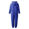 thumbnail image 5 of BRGZLK Girls Fleece Jumpsuits Kids Hooded Rompers Costume Fuzzy Cute Onesie Fall Winter Cozy Zipper Playsuit Jumper with Cat Ears Blue 4-5 Years, 5 of 5