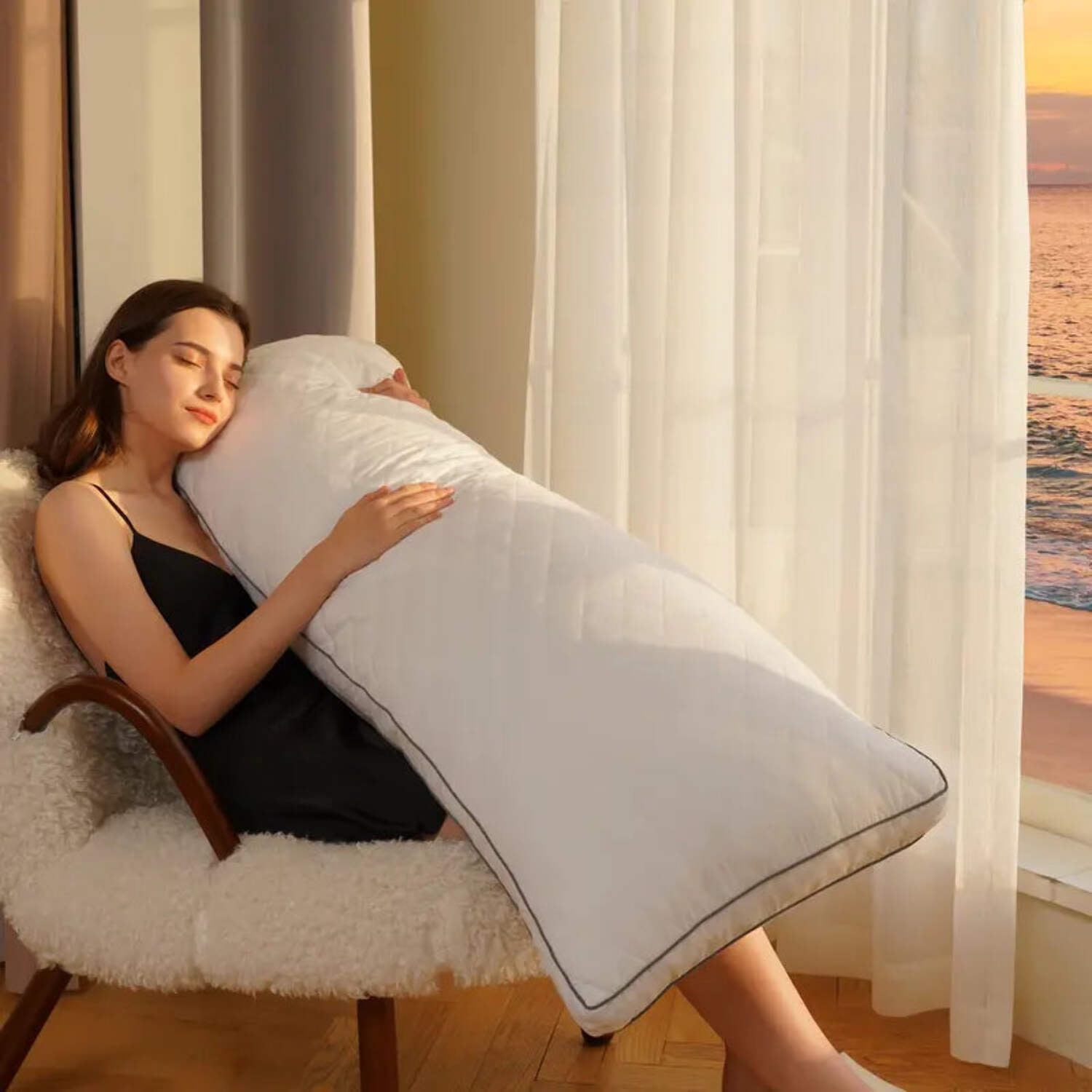 【Labor Day】Elnido QUEEN Memory Foam Body Pillow,Firm  Fluffy Long Bed Pillows for Sleeping,Large Body Pillows for Adults