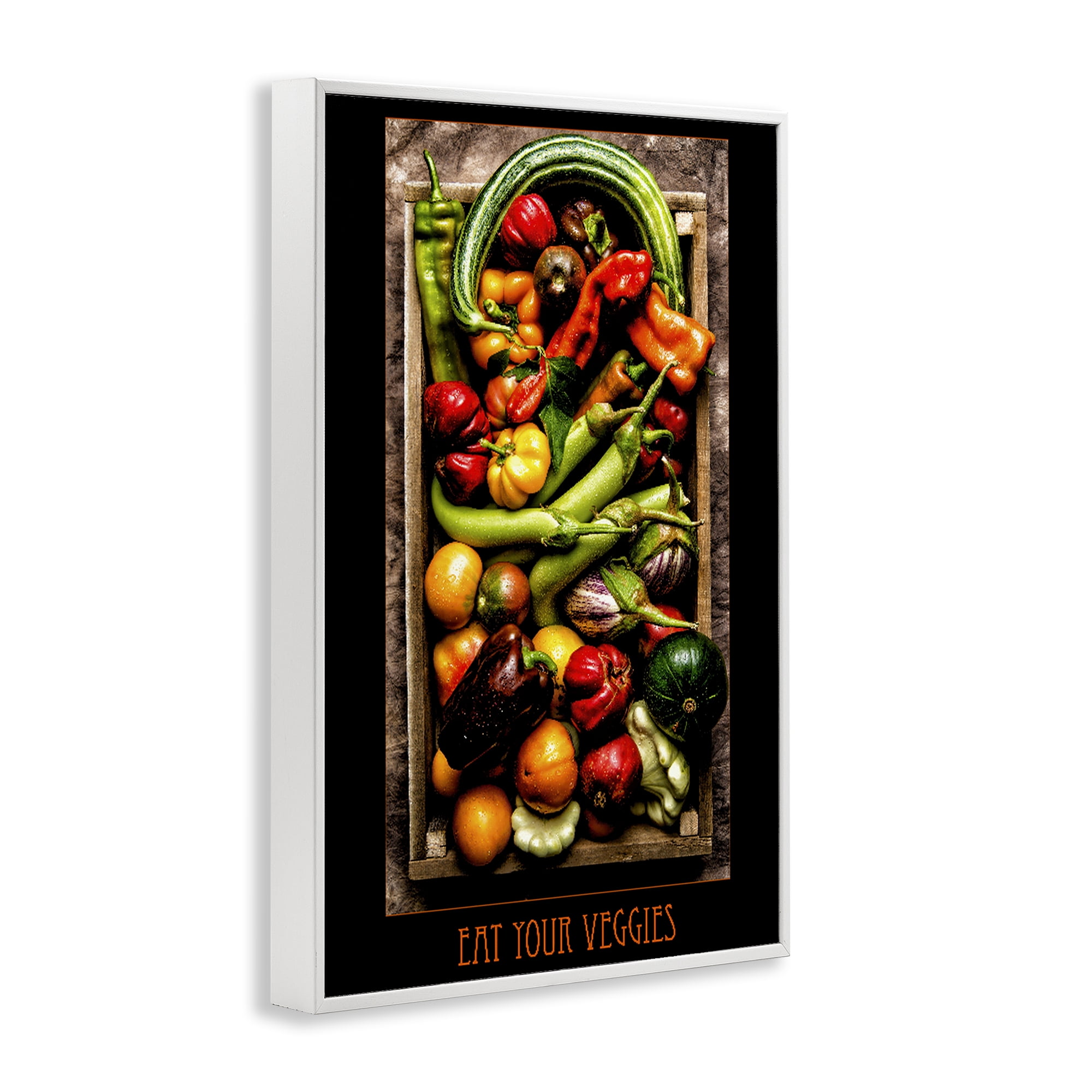 Stupell Industries Eat Your Veggies Vibrant Harvest White Framed Giclee Art, design by Carl Kravats