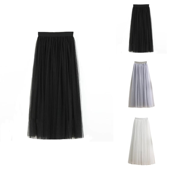 Tulle Skirts for Women Elastic High Waist Mesh Layered A Line Flowy Midi Skirt Tutu Skirt Dancewear