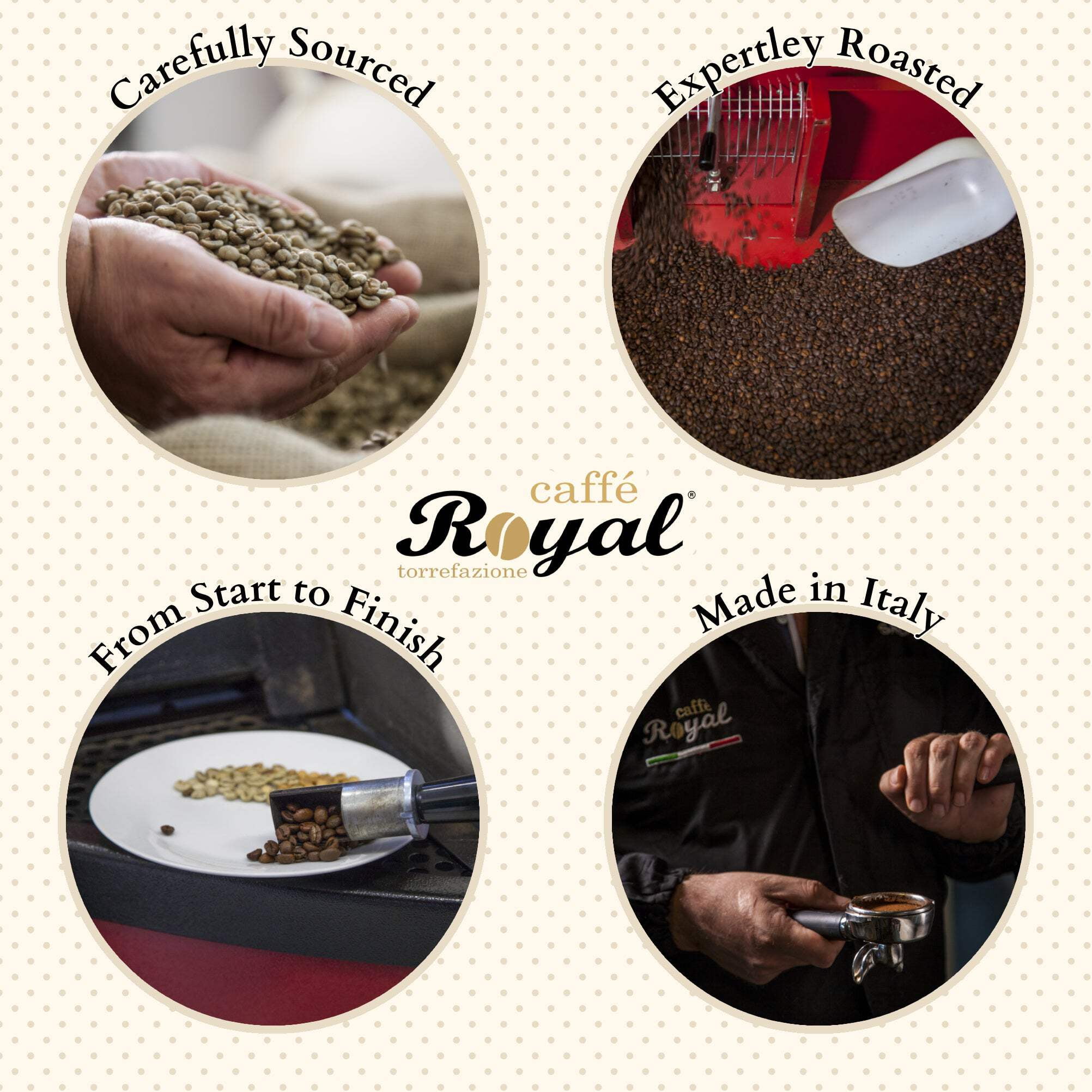 Royal Caffe Italian Coffee Beans –  100% Arabica, Medium Roast, Smooth & Aromatic with Notes of Caramel, Fruit & Vanilla, Freshly Roasted Gourmet Coffee, 2.2 lbs (1000g), Made in Italy