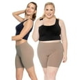 thumbnail image 2 of Stretch Is Comfort Women's Plus Size Cotton Biker Shorts Mocha X-Large, 2 of 6