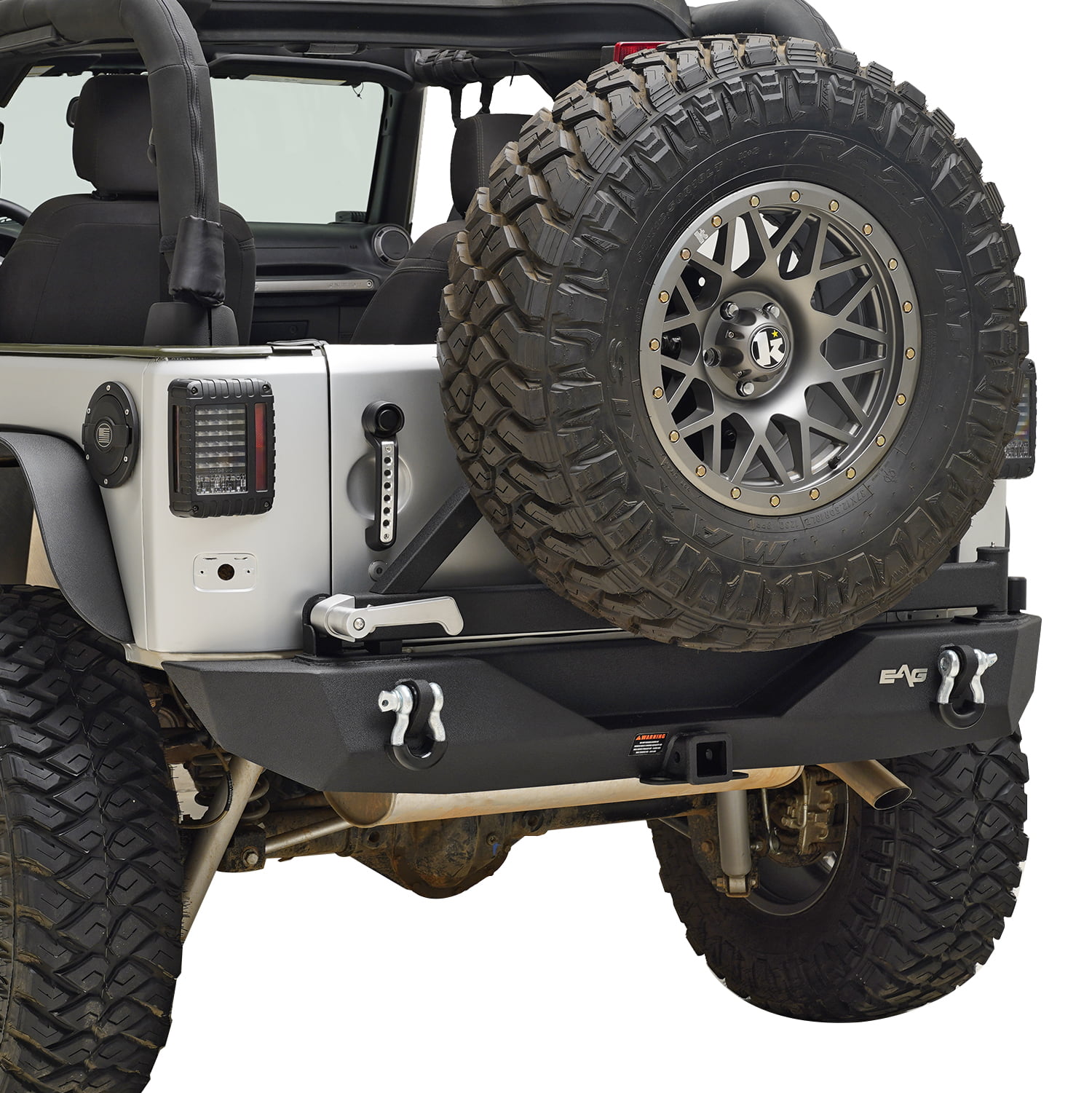 EAG Rear Bumper with Tire Carrier Fit for 07-18 Wrangler JK 