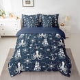thumbnail image 2 of Feelyou Cartoon Octopus Navy Bedding Comforter Set 7 Pieces for Teen, Sailboat Compass Full Bedding Set, Ocean Marine Theme Reversible Fitted Sheet Flat Sheet, Super Cozy Room Decor, 2 of 8
