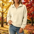 thumbnail image 5 of vdgthytj Sweatshirts for Women Long Sleeve Quarter Zip Lapel Collar Fleece Loose Fitted Fall Winter Warm Casual Pullover Tops(Small,Yellow), 5 of 7