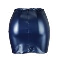 thumbnail image 6 of safuny Women's Mini Bodycon Leather Skirts Y2K Girls Fashion Vintage Solid Color Slit Hem Clearance Holiday High Waisted Summer Elegant Casual Blue S, 6 of 7