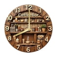 thumbnail image 3 of Reloj de pared de madera con temática de café, redondo, único, sencillo y resistente. 30 centímetros, 3 of 9