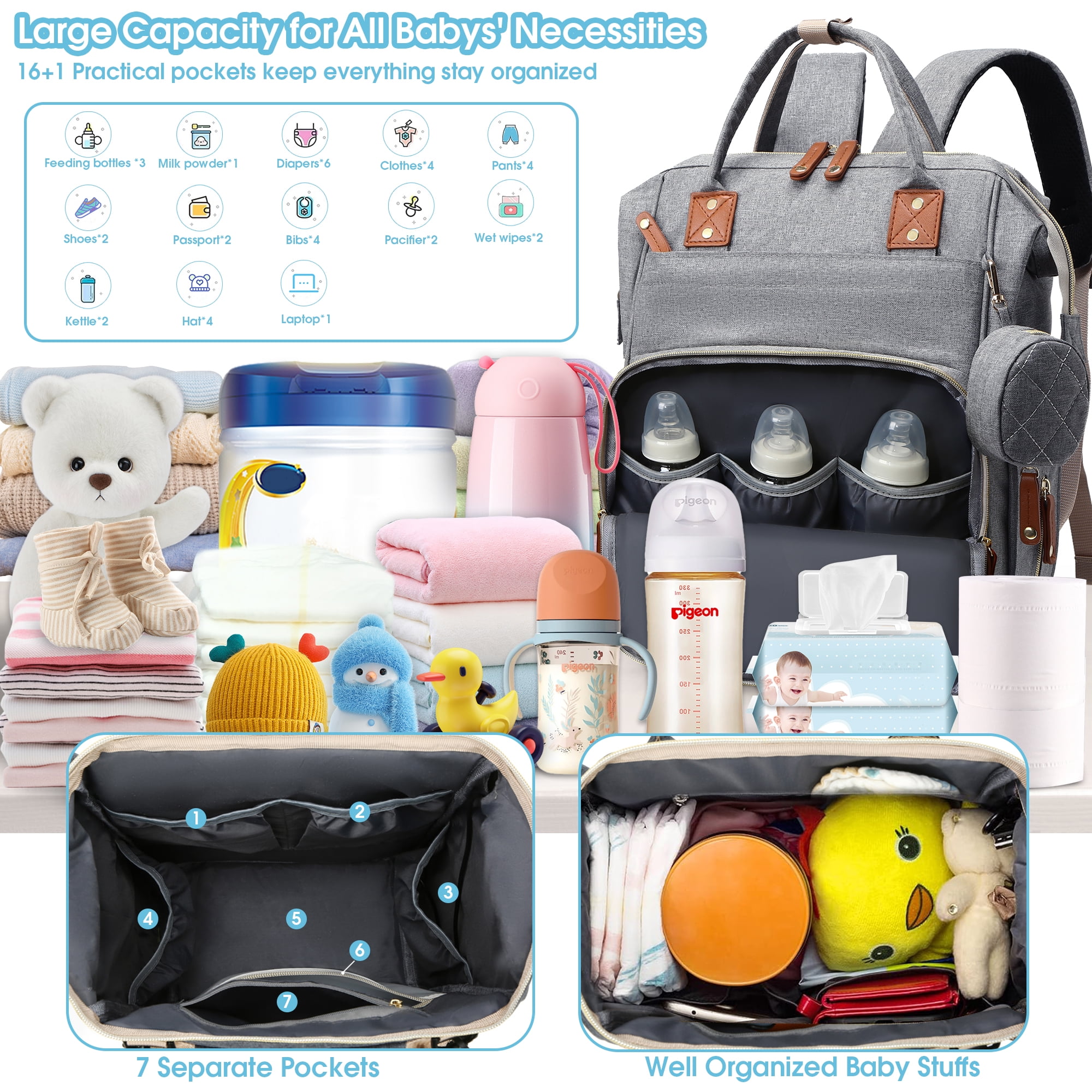 3 In 1 Diaper Bag Backpack With Changing Station Waterproof Baby Bag With  Auto Foldable Crib Multiple Color Ns2