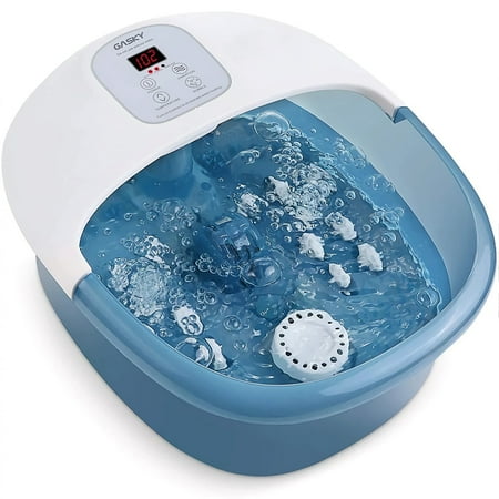 Foot Spa Massager with Heat, Bubbles, Vibration, Digital Temperature Control, 14 Massage Rollers