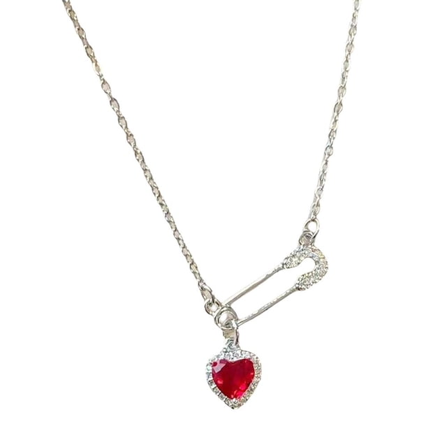 Daily Mix Store Collier Ras du Cou en Forme de Cœur, Pendentif Réglable en Strass pour Femmes et Filles, Déclaration
