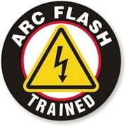 12 Pack - StickerDad ARC Flash Trained V1 - Full Color Printed - (Size: 2" Color: Black) - Hard Hat, Helmet, Windows, Walls, Bumpers, Laptop, Lockers, etc.