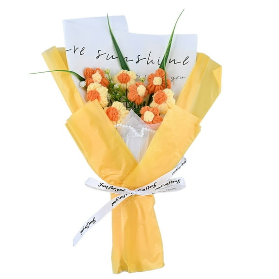 Knitted Crochet Bouquet Of Flowers Kit With Instruction Knitting Yarn Thread Needles Hooks Easy Knit Accessories Set DIY Craft