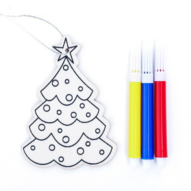 Vikakiooze Christmas Crayons DIY Wooden Pendant Children's Educational  Parent-child Game Christmas Tree Ornaments Sale 2023 