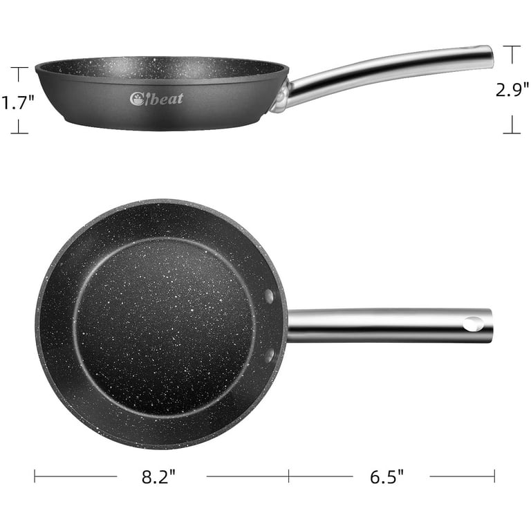 Deluxe 8 Inch Stainless Steel Skillet Pan Nonstick, Gas, Electric,  Induction, Dishwasher Safe