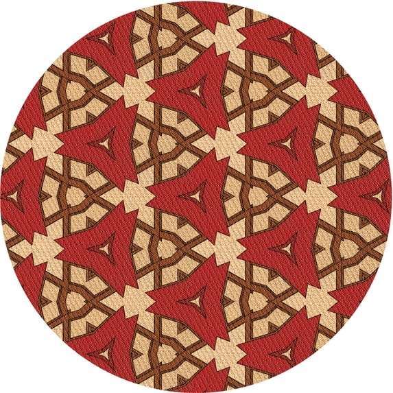 Ahgly Company Machine Washable Indoor Round Transitional Orange Area Rugs, 3' Round
