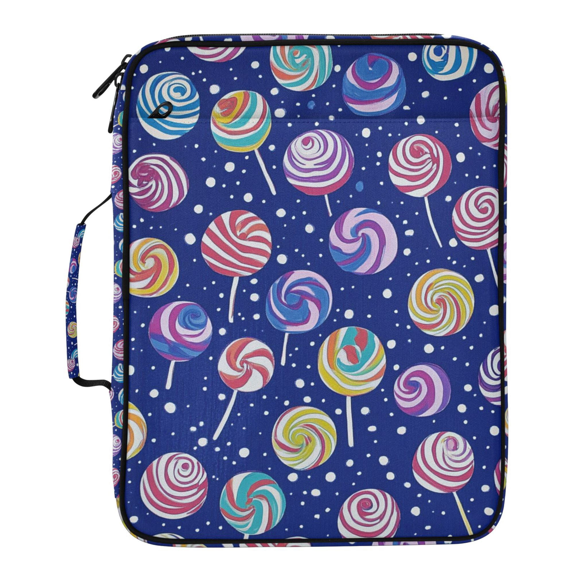 FORMRS Accordion File Folder A4 Size 7-Pocket Expanding Document Organizer Bag with 3 Ring Binder, Blue Colorful Candies