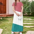 thumbnail image 7 of Summer Saving Clearance! Ashirexll Summer Dresses for Teens, Girls Dresses Size 10-12, Girls Summer Dress with Pockets Fashion Color Matching Short Sleeve Round Neck Long Dress for Children 4-14, 7 of 7