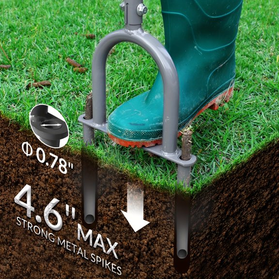 1pc Lawn Coring Aerator, Manual Grass Turf Plug Adjustable Height Core Aerating Tool Garden Tool Heavy Duty Aeration For Compacted Soils To Prevent Lawn Run-Off And Soil Compaction