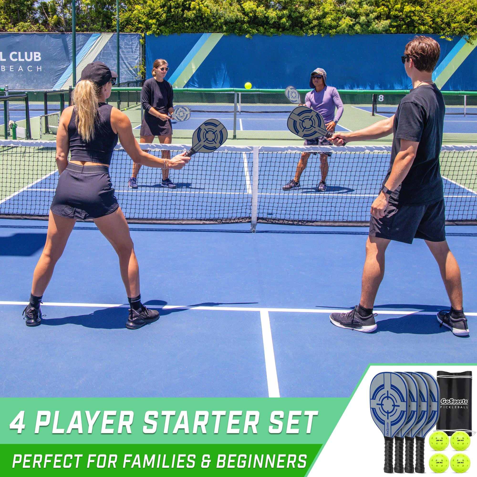 GoSports Pickleball Set with 4 Paddles, 4 Regulation Pickleballs and Carry Case - Steel Blue