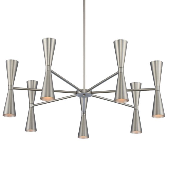 Kalco Lighting Milo 14-light 7-Arm Stainless Steel Chandelier in Satin Nickel