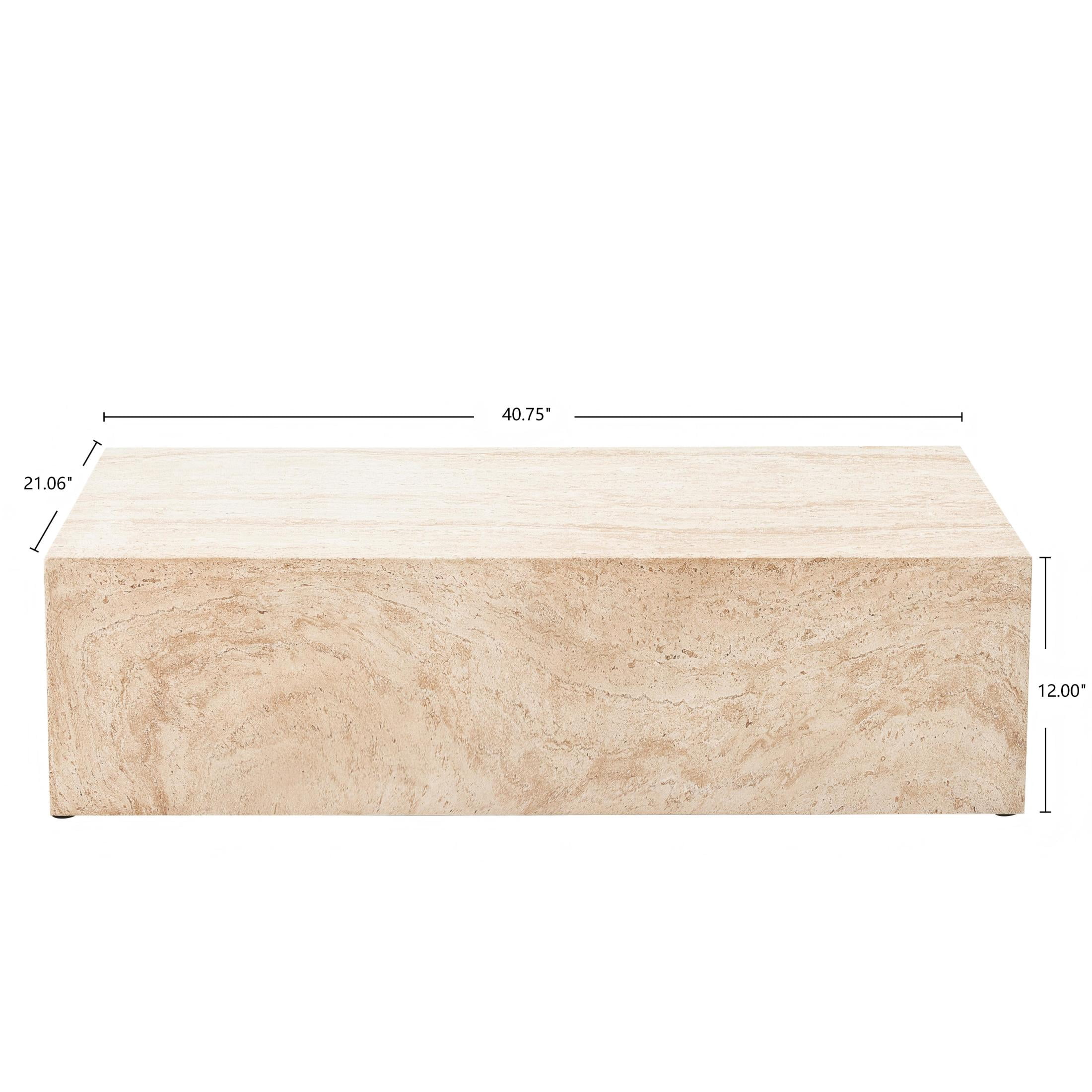 Christopher Knight Home 40.75" Rectangular MGO Coffee Table, Travertine-Look Indoor Outdoor Accent Table, Brown