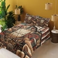 thumbnail image 2 of Ambesonne Rustic Fitted & Top Sheet Set with Shams, American Barn Western Farm, Paprika Caramel and Dark Teal, 2 of 5