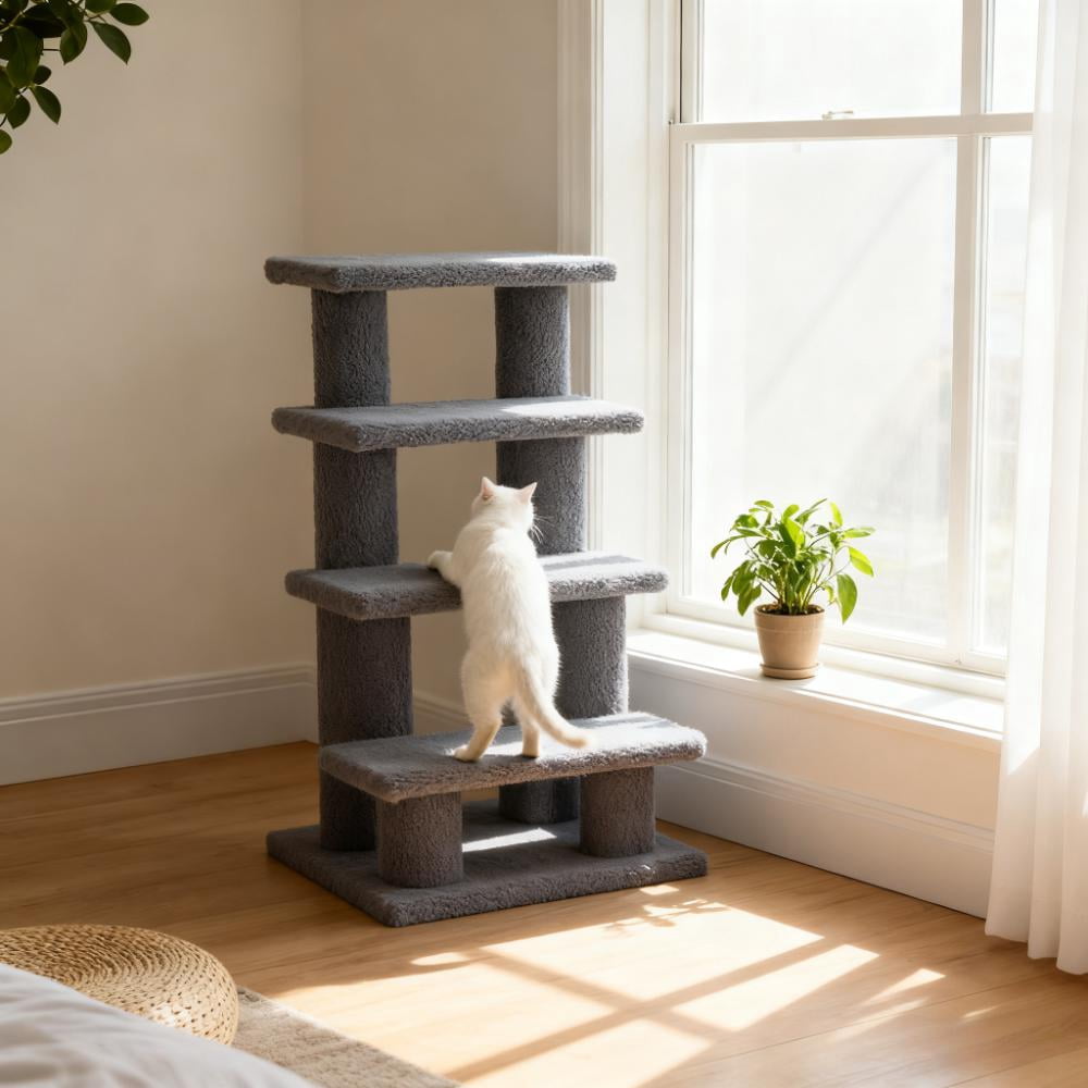 Multi-Level Carpeted Cat Scratching Post Pet Stairs,for Living Room, Bedroom