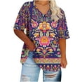 thumbnail image 2 of Sriper Womens T Shirts Cotton Loose Fit Oversized Graphic Tees Plus Size 3X Cotton Summer Tunic Tops Loose Fit Dressy Summer Blouses Short Sleeve Shirts Dressy Sale, 2 of 4