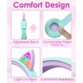 thumbnail image 2 of FosPower Kids Headphones with LED Cat Ears (Safe Volume Limit 85 dB), 3.5mm On-Ear Wired Headphones with Laced Tangle-Free Cables for Boys/Girls/School/Travel - Teal/Light Purple, 2 of 5
