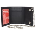 thumbnail image 2 of Motorcycle Men's Flames RFID Blocking Tri-Fold Genuine Leather Biker Chain Wallet, Black, 2 of 5