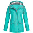 thumbnail image 1 of Women Solid Rain Jacket Outdoor Plus Size Waterproof Hooded Raincoat Windproof, 1 of 3