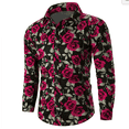 thumbnail image 4 of Camisa informal novedosa con estampado de rosas para hombre, con estampado de San Valentín, para uso diario, con solapa, manga larga, color rojo, tallas S a 5XL, envío rápido, 4 of 4