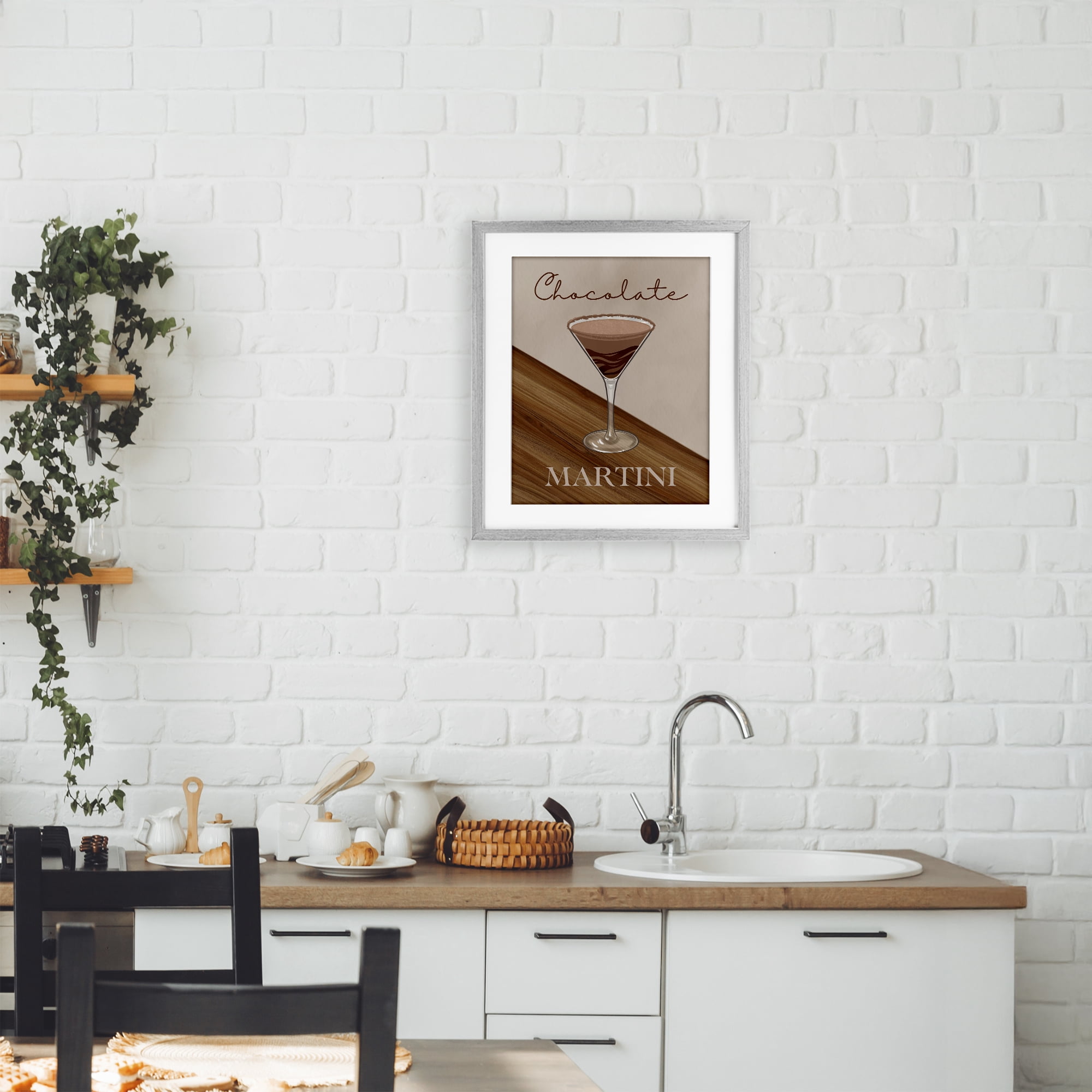 Stupell Industries Chocolate Martini on Brown Gray Framed Print Under Glass, design by Marcus Prime