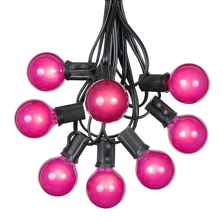 25 Foot G40 Outdoor Patio String Lights with 25 Pink Globe Bulbs â ...