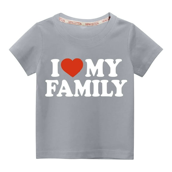 Lilgiuy Toddler Valentine's Day Shirts Boys Girls Trendy Letter Graphic T-Shirt Casual Short Sleeve Crewneck Comfortable Tee Tops for Matching Jeans Shorts (Gray)
