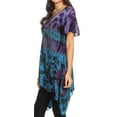 thumbnail image 4 of Sakkas Daniela Womens Short Sleeves Loose Tie Dye Blouse Top Tunic Asymmetrical - Teal - One Size Plus, 4 of 5