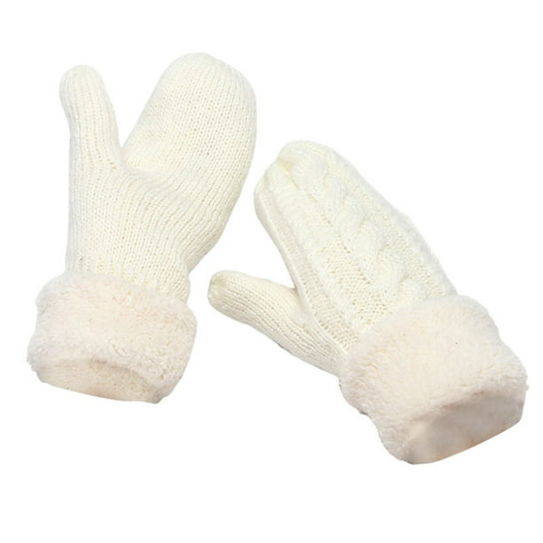 Guantes de invierno para mujer, manoplas cálidas, guantes gruesos de lana tejida, manoplas novedosas